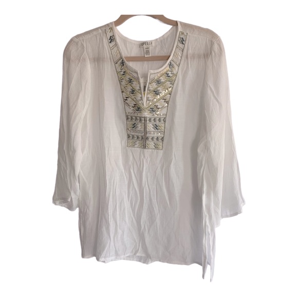 Spense Ivory Metallic Women’s Top Sz M - Picture 1 of 5